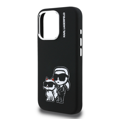 Apple iPhone 16 Pro Kılıf Karl Lagerfeld Orjinal Lisanslı Karl & Choupette Sketch Logo Sililkon Kapak - 7