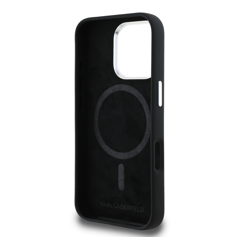 Apple iPhone 16 Pro Kılıf Karl Lagerfeld Orjinal Lisanslı Karl & Choupette Sketch Logo Sililkon Kapak - 8