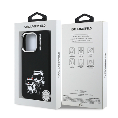 Apple iPhone 16 Pro Kılıf Karl Lagerfeld Orjinal Lisanslı Karl & Choupette Sketch Logo Sililkon Kapak - 9