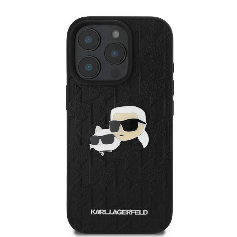 Apple iPhone 16 Pro Kılıf Karl Lagerfeld Orjinal Lisanslı K&C Heads Monogram Pin Kapak - 4