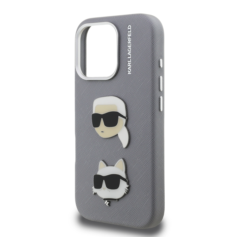 Apple iPhone 16 Pro Kılıf Karl Lagerfeld Orjinal Lisanslı K&C Heads Pin Kapak - 8