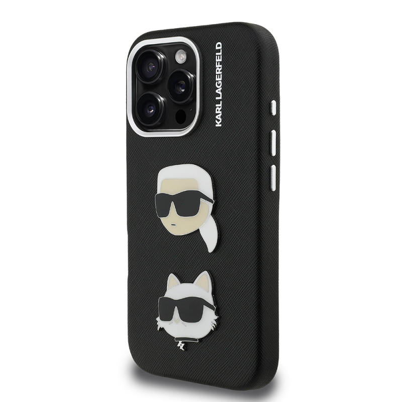 Apple iPhone 16 Pro Kılıf Karl Lagerfeld Orjinal Lisanslı K&C Heads Pin Kapak - 11