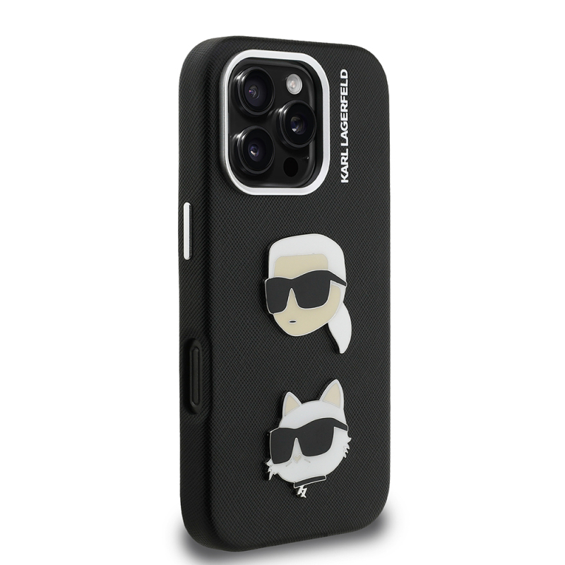 Apple iPhone 16 Pro Kılıf Karl Lagerfeld Orjinal Lisanslı K&C Heads Pin Kapak - 13