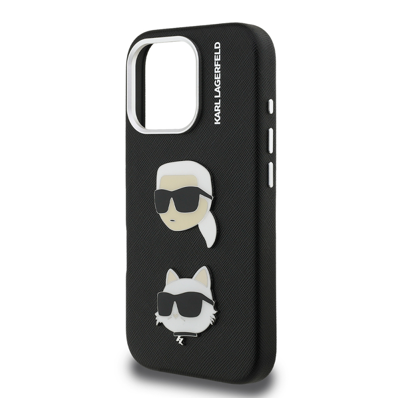 Apple iPhone 16 Pro Kılıf Karl Lagerfeld Orjinal Lisanslı K&C Heads Pin Kapak - 15