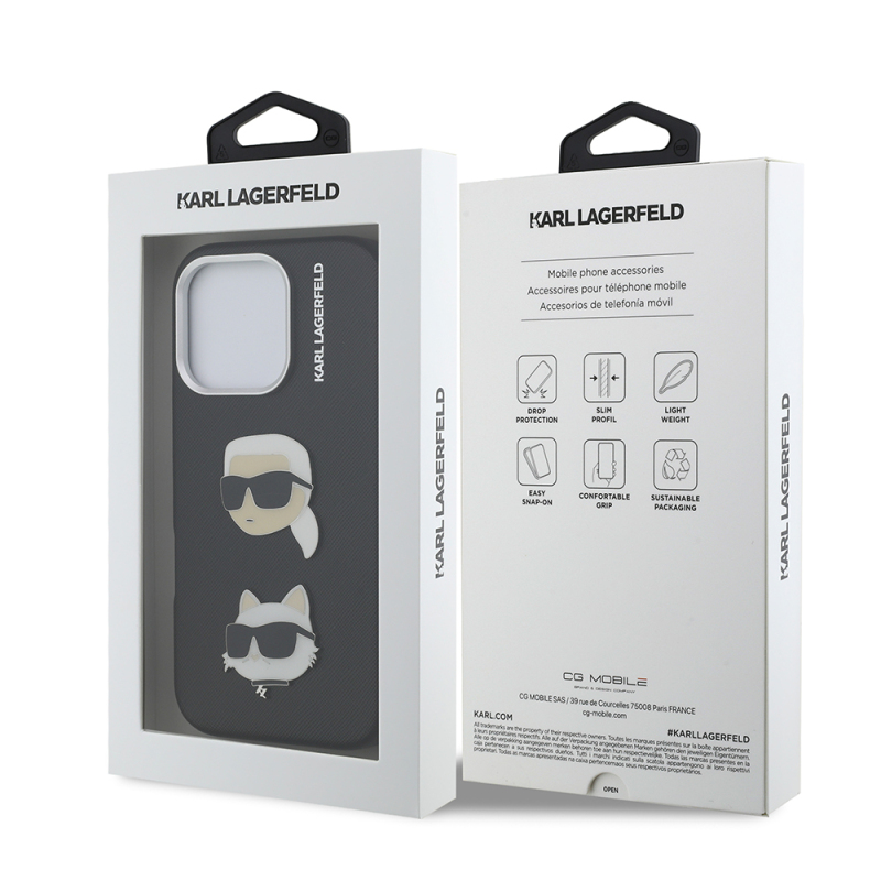 Apple iPhone 16 Pro Kılıf Karl Lagerfeld Orjinal Lisanslı K&C Heads Pin Kapak - 17