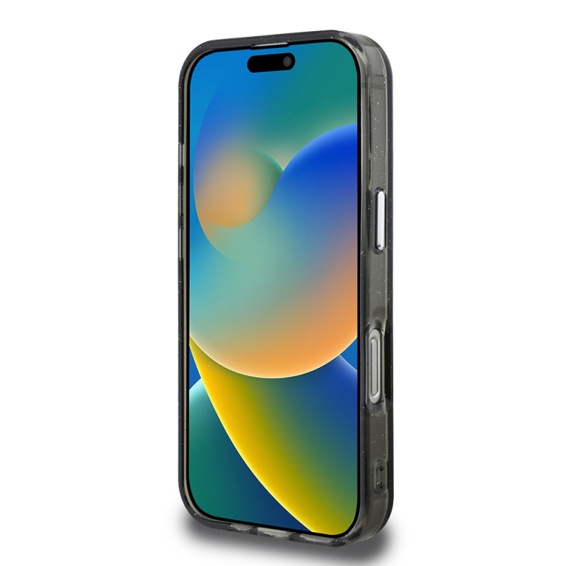 Apple iPhone 16 Pro Kılıf Karl Lagerfeld Orjinal Lisanslı Parlayan Simli Karl & Choupette Sketch Logo Kapak - 6