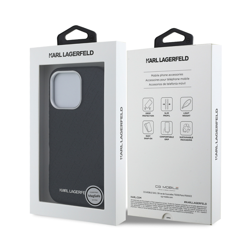 Apple iPhone 16 Pro Kılıf Karl Lagerfeld Orjinal Lisanslı PU Deri Damgalı Metal Yazı Logolu Kapak - 9