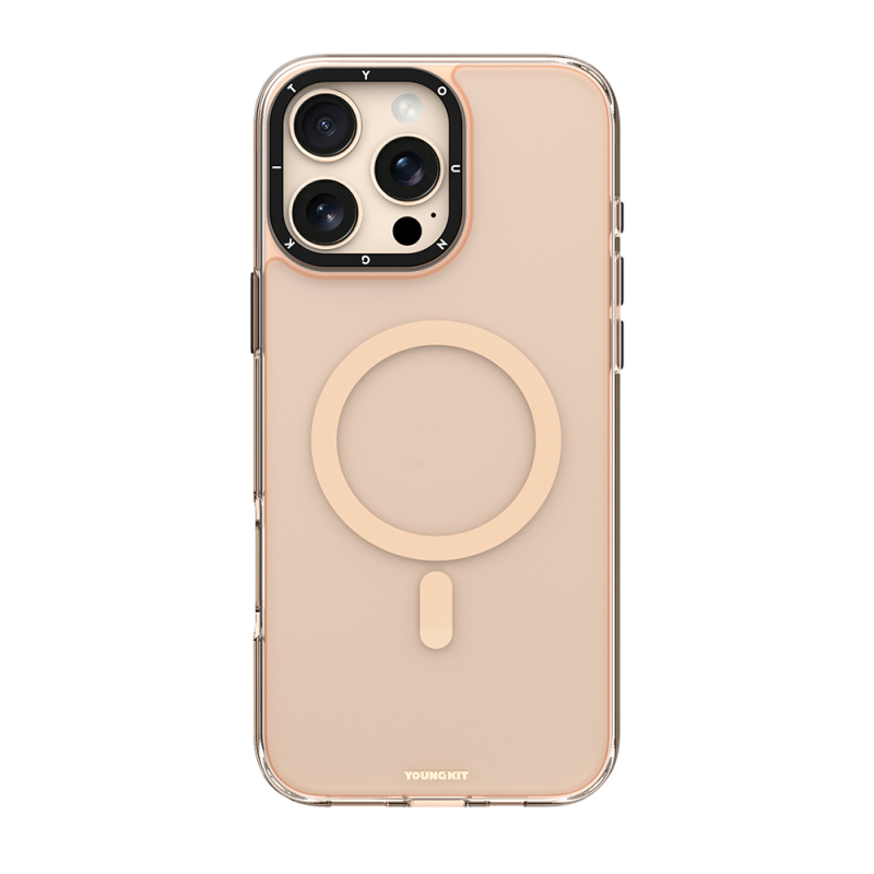 Apple iPhone 16 Pro Kılıf M-safe Şarj Özellikli Cam Arka Yüzey TPU Youngkit Gemstone Clear Serisi Kapak - 1