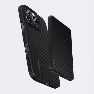 Apple iPhone 16 Pro Kılıf M-safe Şarj Özellikli Karbon Fiber Metal Kamera Çerçeveli Benks Montage ArmorAir Kevlar Kapak - 11