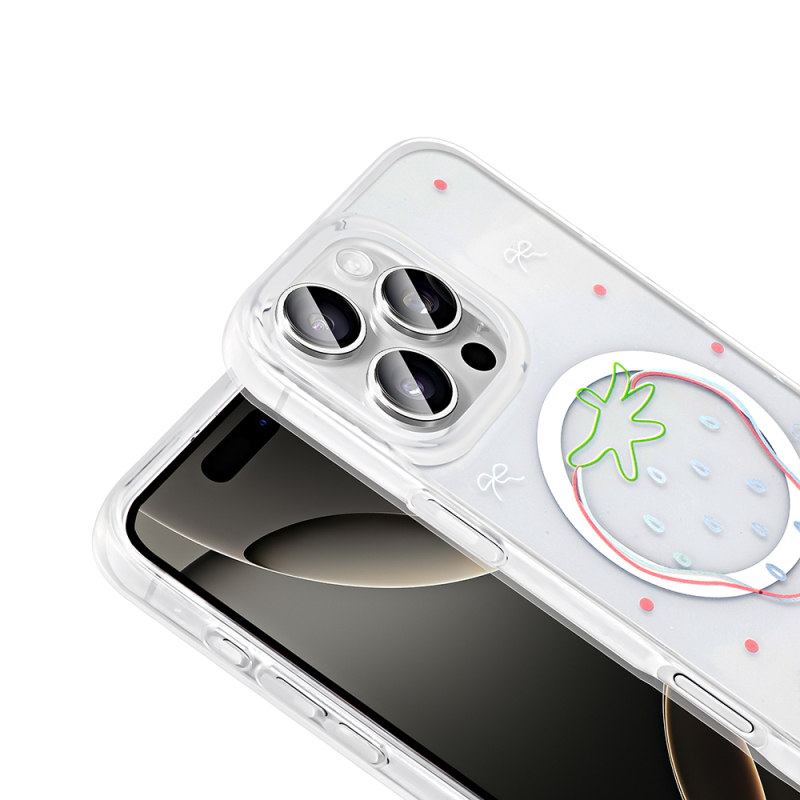 Apple iPhone 16 Pro Kılıf M-Safe Şarj Özellikli Şeffaf Zore Folk Sert Kapak - 14