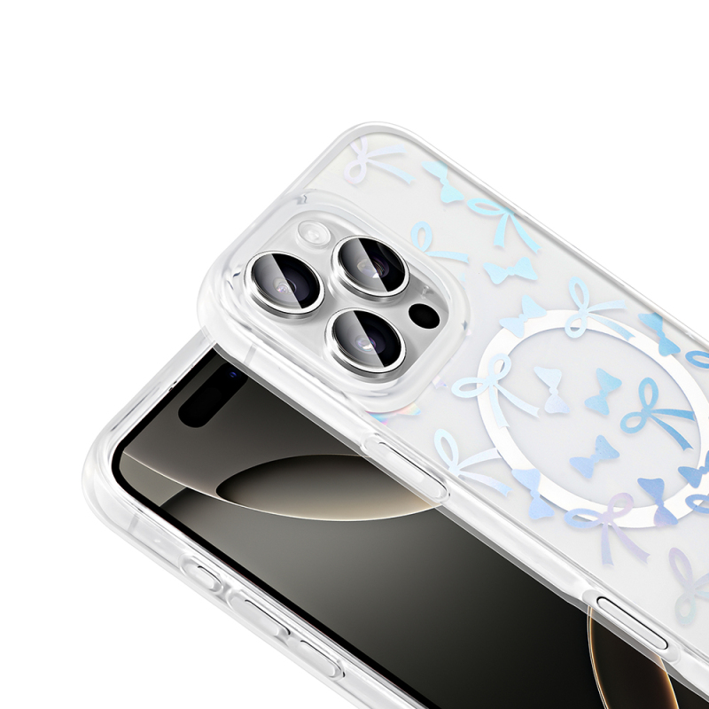 Apple iPhone 16 Pro Kılıf M-Safe Şarj Özellikli Şeffaf Zore Folk Sert Kapak - 16