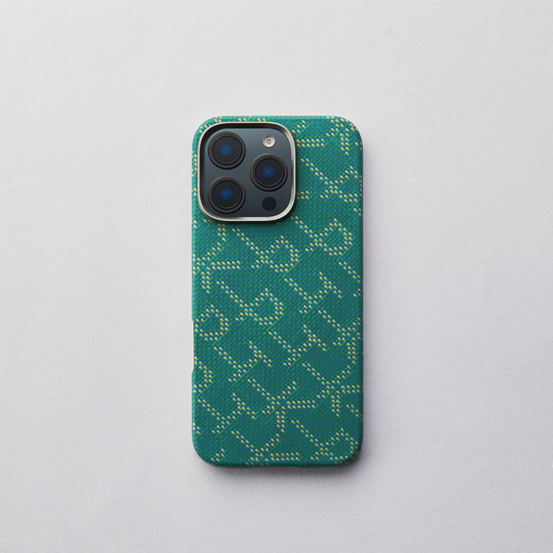 Apple iPhone 16 Pro Kılıf MagSafe Şarj Özellikli Aramid Fiber Pitaka Tactile Woven Monogram Serisi Kapak - 17