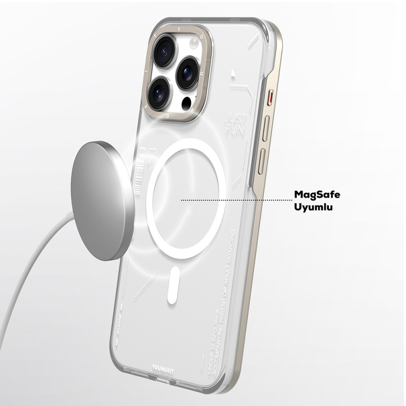 Apple iPhone 16 Pro Kılıf Magsafe Şarj Özellikli Çıkarılabilir Arka Yüzeyli Youngkit Mecha Kapak - 5