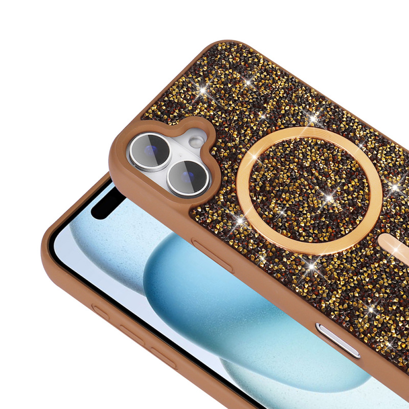 Apple iPhone 16 Pro Kılıf Pırlanta Tasarımlı M-safe Şarj Özellikli Zore Mozaik Silikon Kapak - 10