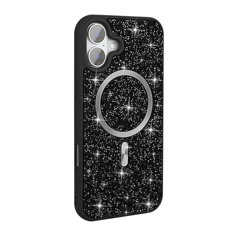 Apple iPhone 16 Pro Kılıf Pırlanta Tasarımlı M-safe Şarj Özellikli Zore Mozaik Silikon Kapak - 1