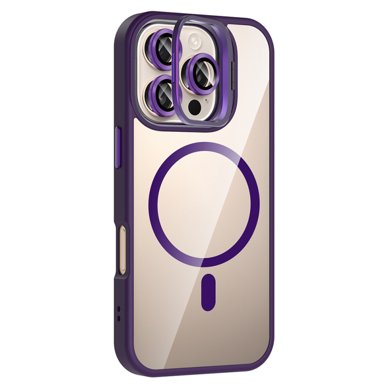 Apple iPhone 16 Pro Kılıf Standlı ve Kamera Lens Hediyeli M-Safe Şarj Özellikli Zore Etro Kapak - 10