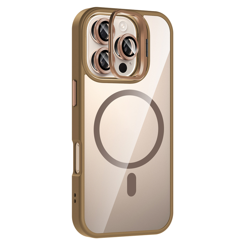 Apple iPhone 16 Pro Kılıf Standlı ve Kamera Lens Hediyeli M-Safe Şarj Özellikli Zore Etro Kapak - 14