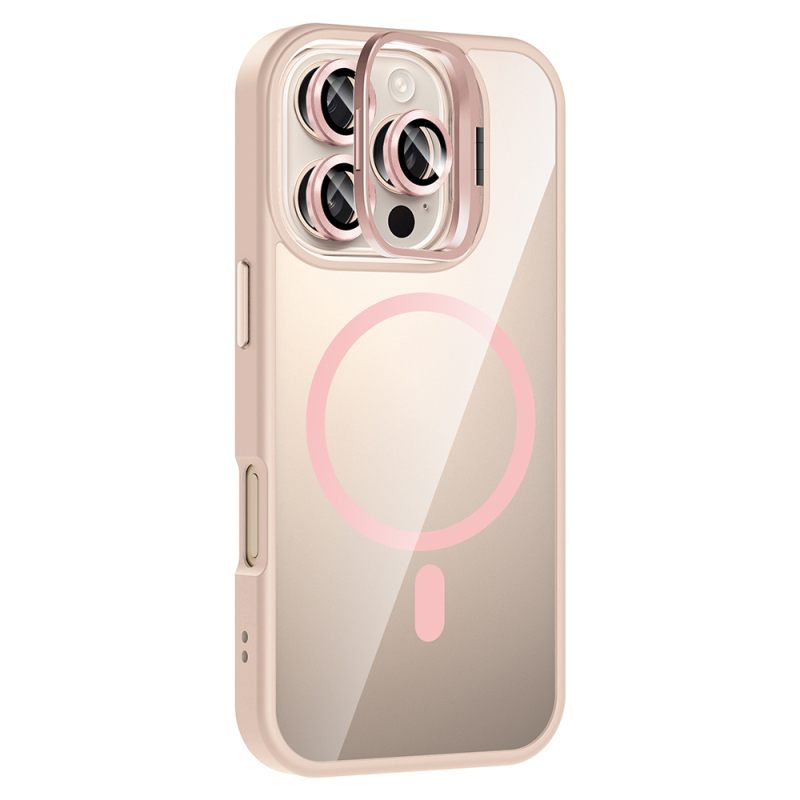 Apple iPhone 16 Pro Kılıf Standlı ve Kamera Lens Hediyeli M-Safe Şarj Özellikli Zore Etro Kapak - 16