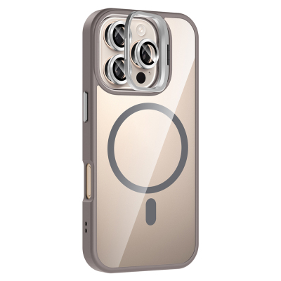 Apple iPhone 16 Pro Kılıf Standlı ve Kamera Lens Hediyeli M-Safe Şarj Özellikli Zore Etro Kapak - 18