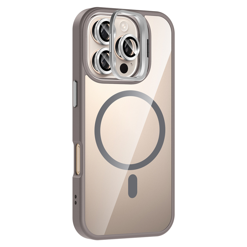 Apple iPhone 16 Pro Kılıf Standlı ve Kamera Lens Hediyeli M-Safe Şarj Özellikli Zore Etro Kapak - 18