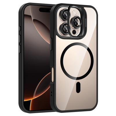 Apple iPhone 16 Pro Kılıf Standlı ve Kamera Lens Hediyeli M-Safe Şarj Özellikli Zore Etro Kapak - 6