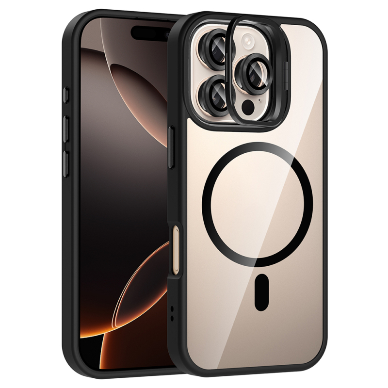 Apple iPhone 16 Pro Kılıf Standlı ve Kamera Lens Hediyeli M-Safe Şarj Özellikli Zore Etro Kapak - 6