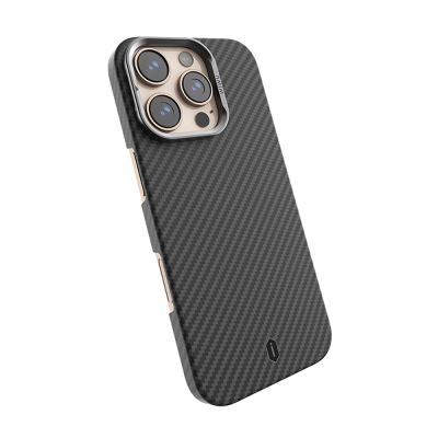 Apple iPhone 16 Pro Kılıf Wiwu DCC-206 M-safe Şarj Özellikli Kamera Standlı Aramid Fiber Tasarım Kapak - 6