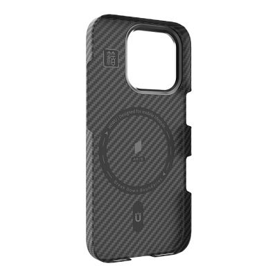Apple iPhone 16 Pro Kılıf Wiwu DCC-206 M-safe Şarj Özellikli Kamera Standlı Aramid Fiber Tasarım Kapak - 5