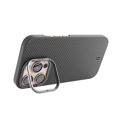 Apple iPhone 16 Pro Kılıf Wiwu DCC-208 M-safe Şarj Özellikli Kamera Standlı Aramid Fiber Tasarım Kapak - 9