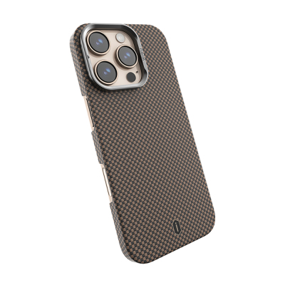 Apple iPhone 16 Pro Kılıf Wiwu DCC-208 M-safe Şarj Özellikli Kamera Standlı Aramid Fiber Tasarım Kapak - 17