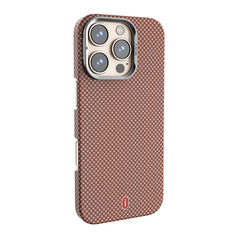 Apple iPhone 16 Pro Kılıf Wiwu DCC-208 M-safe Şarj Özellikli Kamera Standlı Aramid Fiber Tasarım Kapak - 21