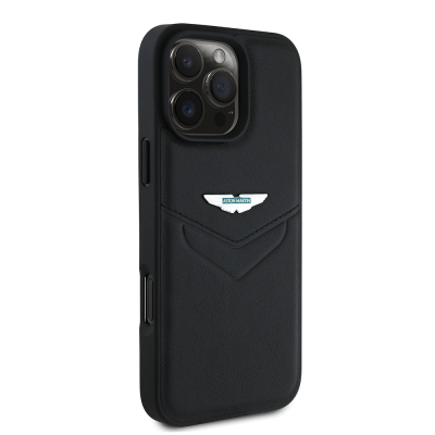 Apple iPhone 16 Pro Max Case Aston Martin Original Licensed Victory Design PU Leather Metal Logo Cover - 3