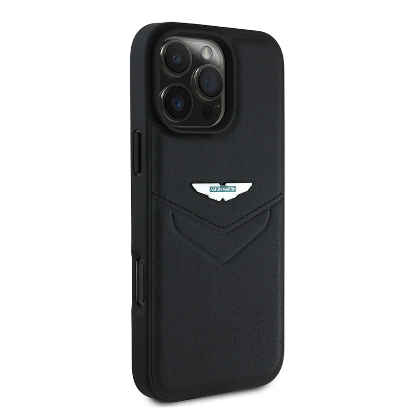 Apple iPhone 16 Pro Max Case Aston Martin Original Licensed Victory Design PU Leather Metal Logo Cover - 3