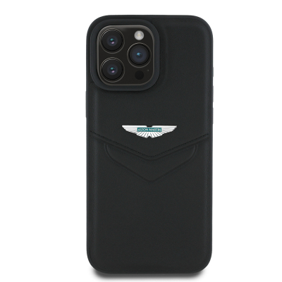 Apple iPhone 16 Pro Max Case Aston Martin Original Licensed Victory Design PU Leather Metal Logo Cover - 2