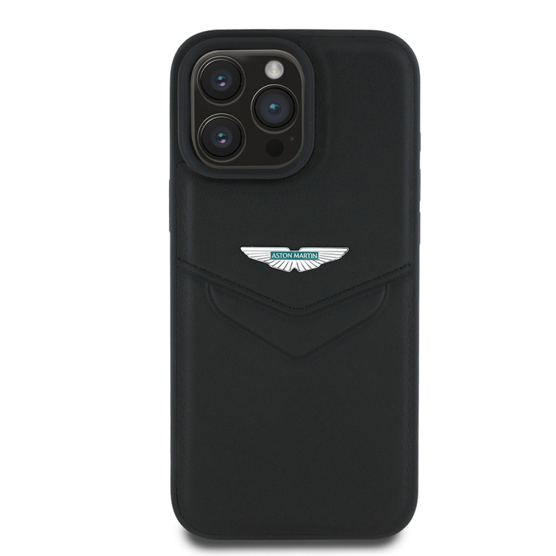 Apple iPhone 16 Pro Max Case Aston Martin Original Licensed Victory Design PU Leather Metal Logo Cover - 2