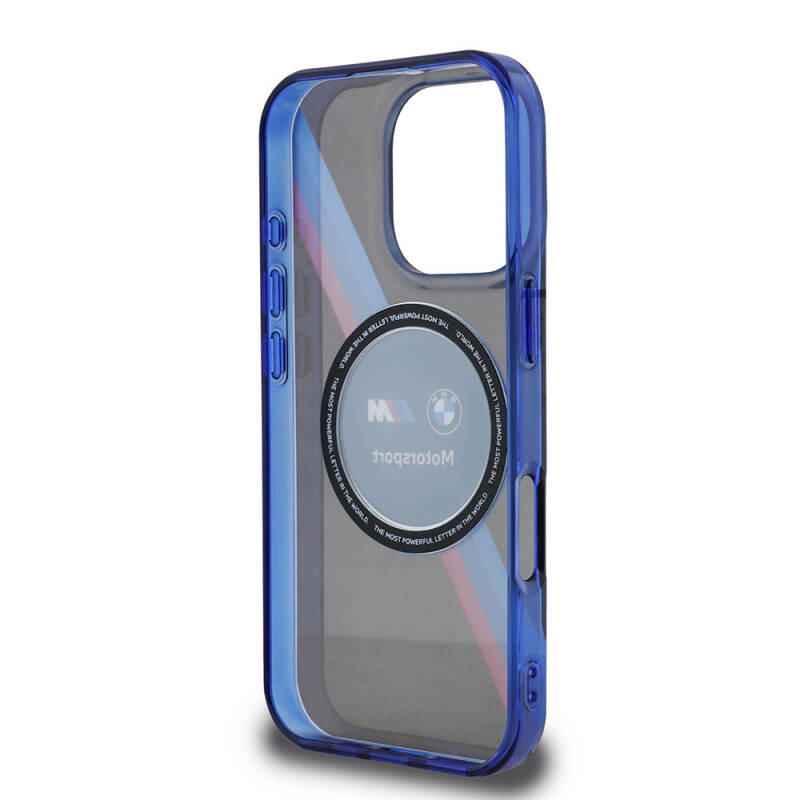 Apple iPhone 16 Pro Max Case BMW Original Licensed Magsafe Charging Featured M Logo Three Color Striped Motorsport Circle Cover - 8