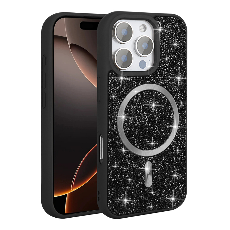 Apple iPhone 16 Pro Max Case Diamond Design Magsafe charging Zore Mosaic Silicone Cover - 7