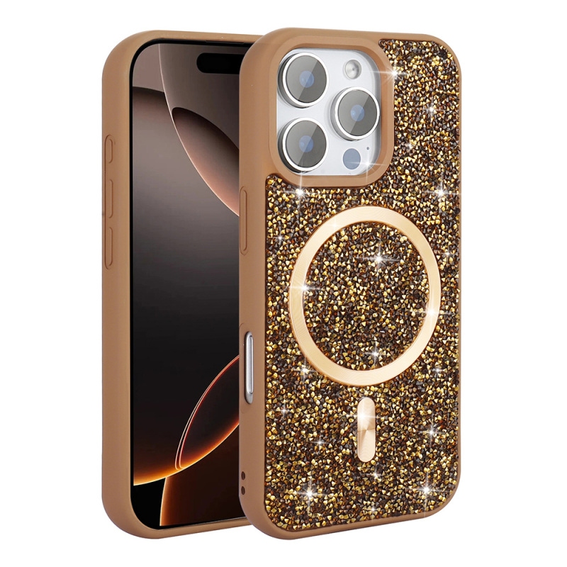 Apple iPhone 16 Pro Max Case Diamond Design Magsafe charging Zore Mosaic Silicone Cover - 5
