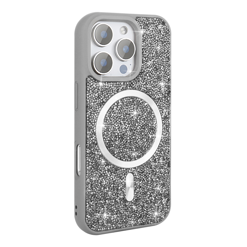 Apple iPhone 16 Pro Max Case Diamond Design Magsafe charging Zore Mosaic Silicone Cover - 4
