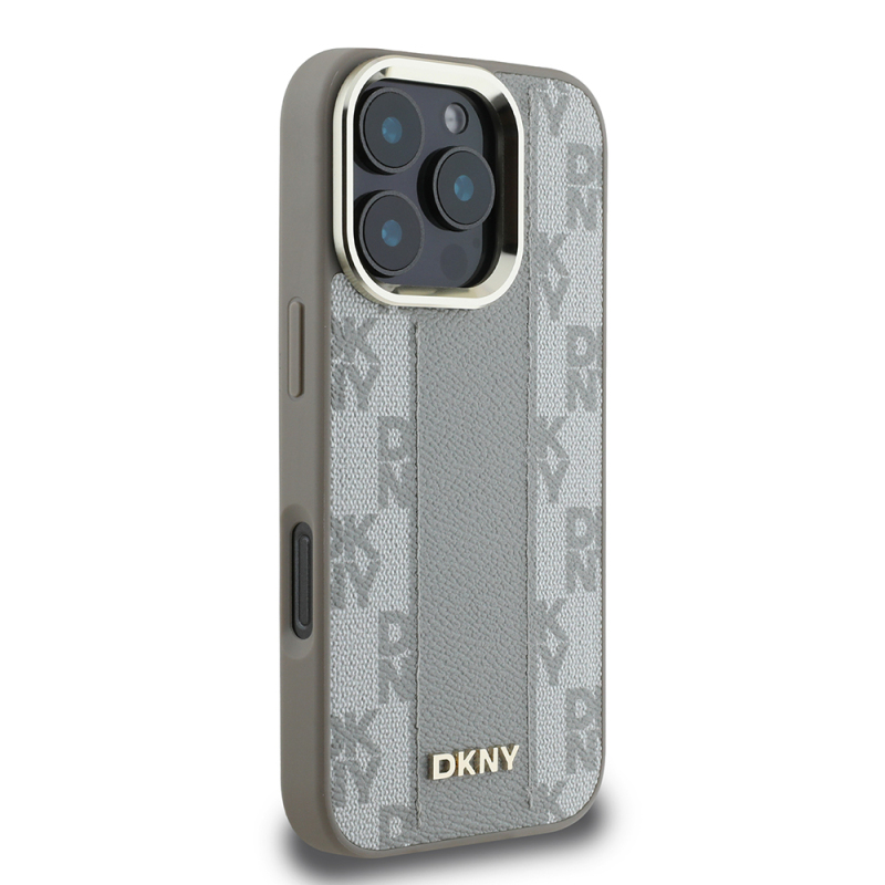 Apple iPhone 16 Pro Max Case DKNY Original Licensed Magsafe Charging Feature 3D Printed Checkered Pattern Cover - 13