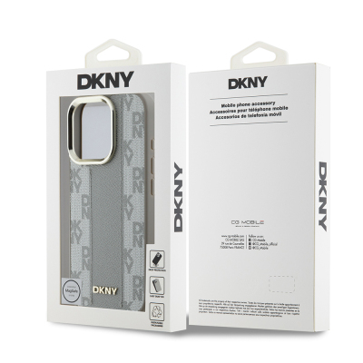 Apple iPhone 16 Pro Max Case DKNY Original Licensed Magsafe Charging Feature 3D Printed Checkered Pattern Cover - 17