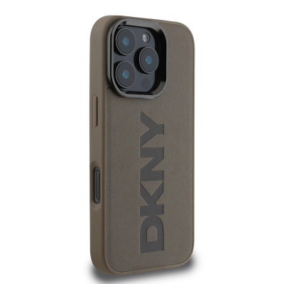 Apple iPhone 16 Pro Max Case DKNY Original Licensed Magsafe Charging Feature PU Leather Plain Cover - 6
