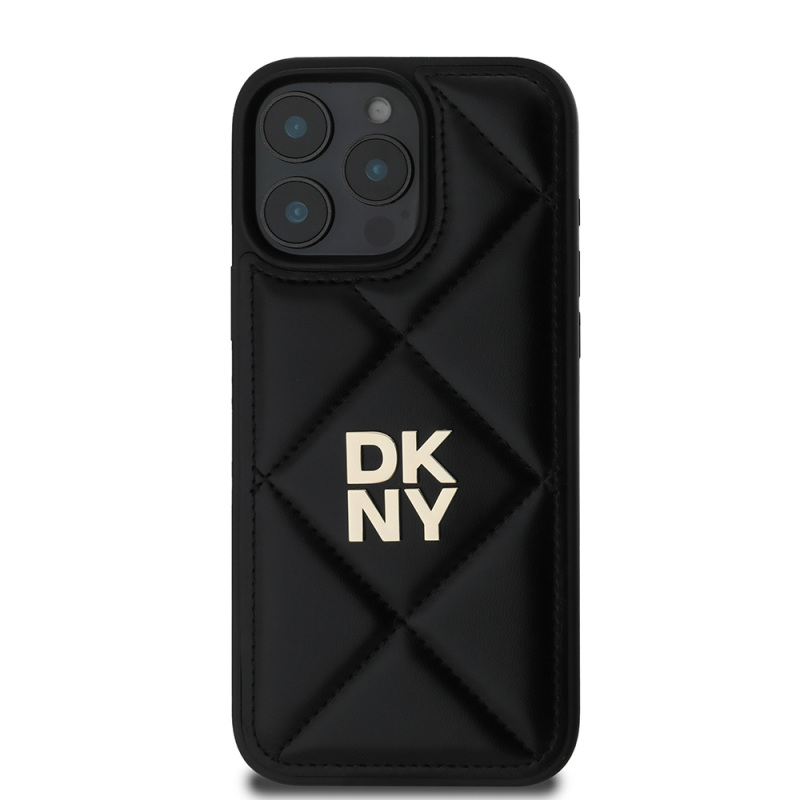 Apple iPhone 16 Pro Max Case DKNY Original Licensed Quilted Design Metal Logo Leather Cover - 7