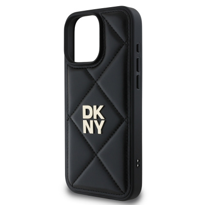 Apple iPhone 16 Pro Max Case DKNY Original Licensed Quilted Design Metal Logo Leather Cover - 10