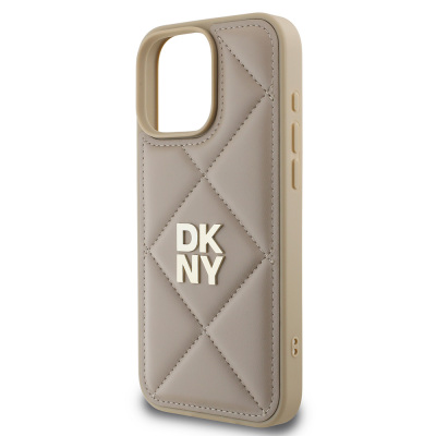 Apple iPhone 16 Pro Max Case DKNY Original Licensed Quilted Design Metal Logo Leather Cover - 14