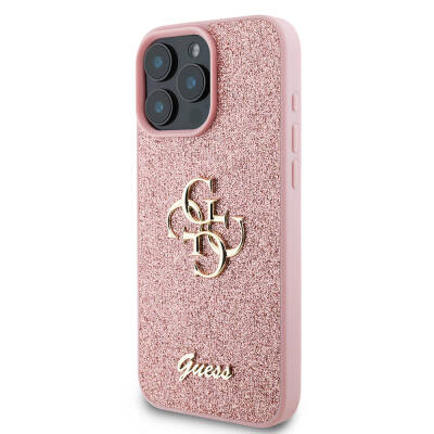 Apple iPhone 16 Pro Max Case Guess Original Licensed 4G Glitter Large Metal Logo Cover - 12