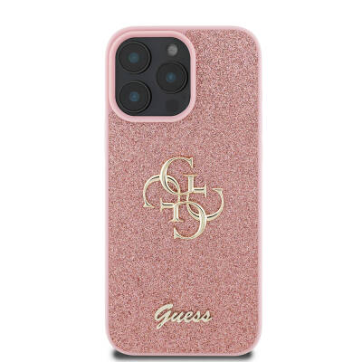 Apple iPhone 16 Pro Max Case Guess Original Licensed 4G Glitter Large Metal Logo Cover - 13