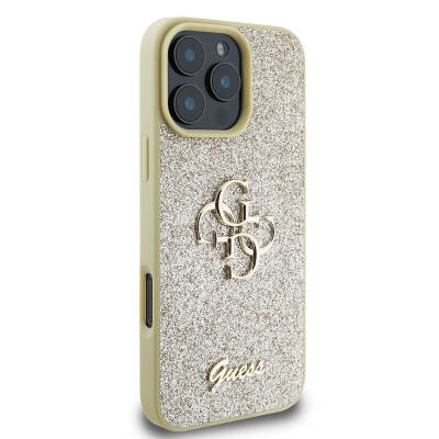 Apple iPhone 16 Pro Max Case Guess Original Licensed 4G Glitter Large Metal Logo Cover - 20