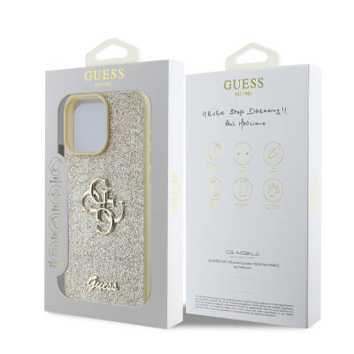 Apple iPhone 16 Pro Max Case Guess Original Licensed 4G Glitter Large Metal Logo Cover - 24