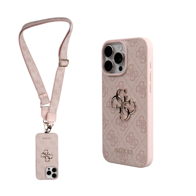 Apple iPhone 16 Pro Max Case Guess Original Licensed 4G Large Metal Logo and Thick Strap - 7